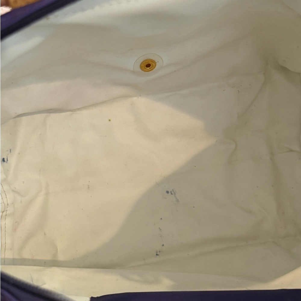 Longchamp Elegant Purple Tote Bag with Brown Accents - Picture 5 of 5